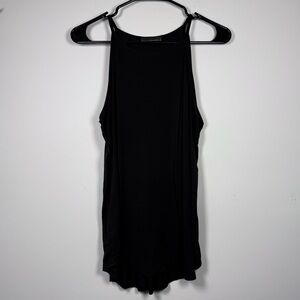 Black Sleeveless High Neck Tank Top